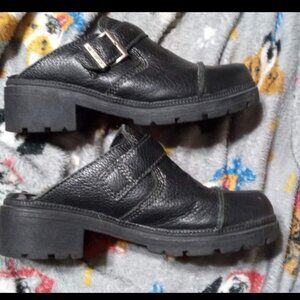 Harley Davidson leather slip on slides mules woman's shoes size 6.5 guc oil res